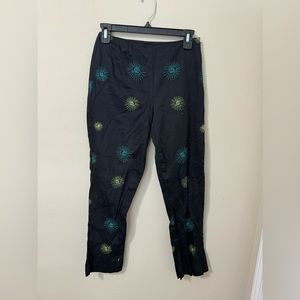 Black capri pants with beaded embroidery